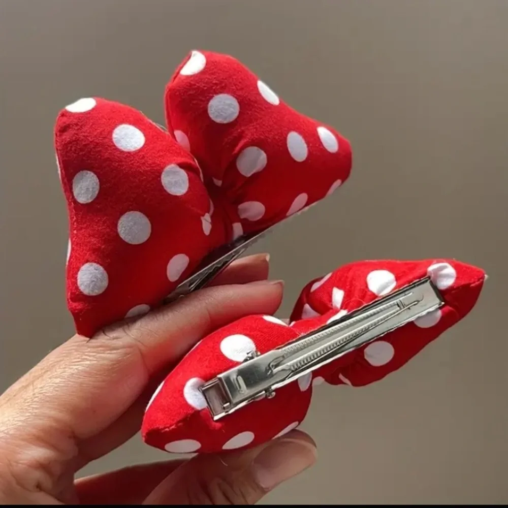Minnie Mouse Red Polka Dot Hair Clips